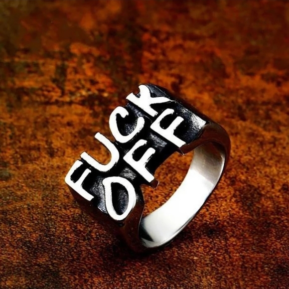Adult Humor Ring | Solid Stainless Steel Unisex Fu€k Off Ring, Make A Statement! - Picture 4 of 8